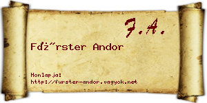 Fürster Andor névjegykártya